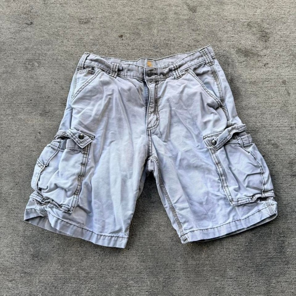 Baggy Carhartt Cargo Shorts Grey Workwear Utility Loose Fit